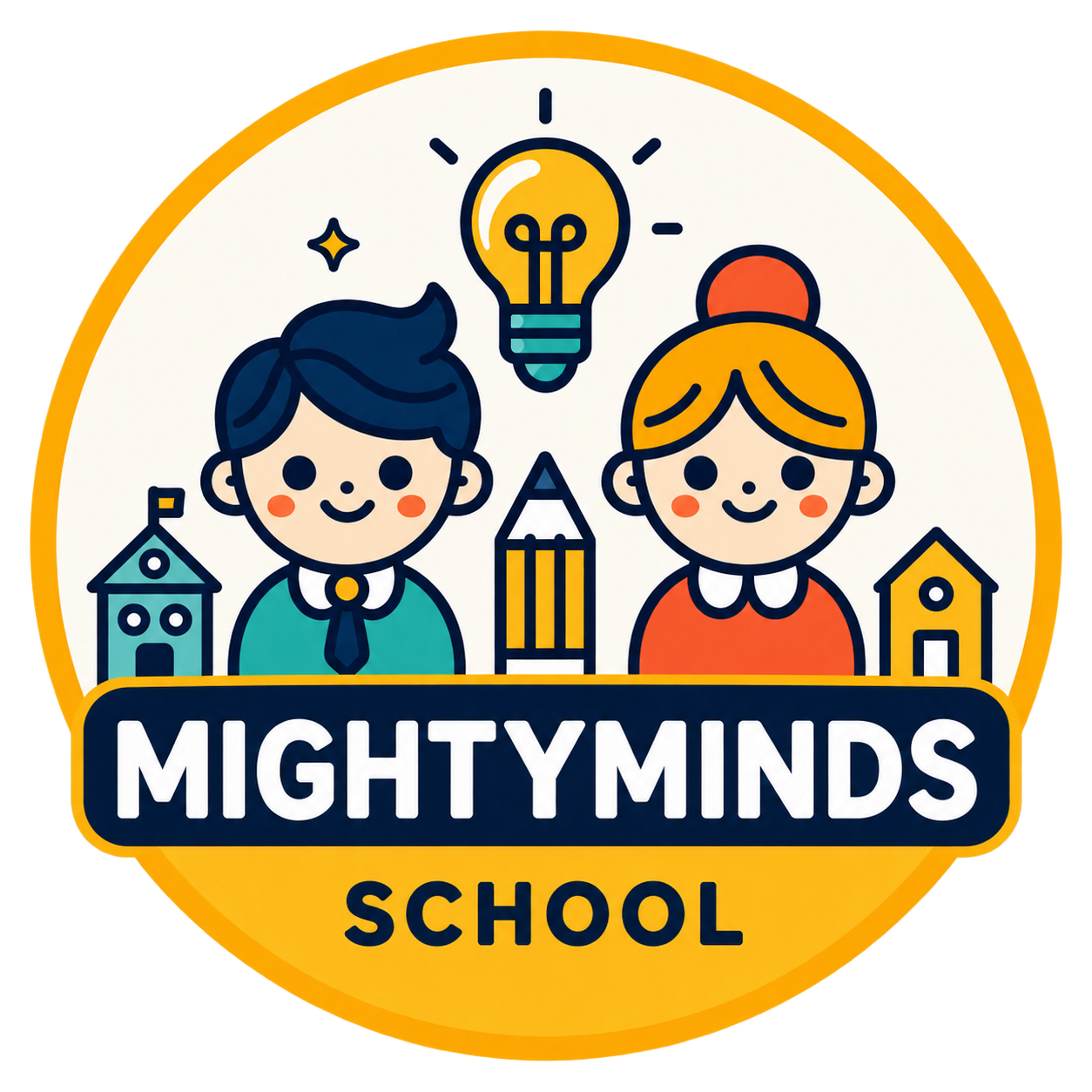 Mighty Minds School โลโก้ทางการ